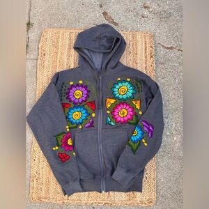Mexican Colorful Floral Embroidered Hoodie